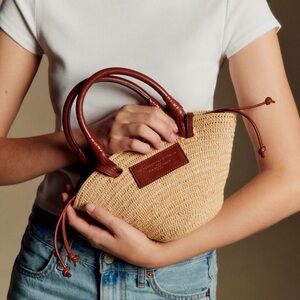 Sézane Justine Mini Straw Basket Bag